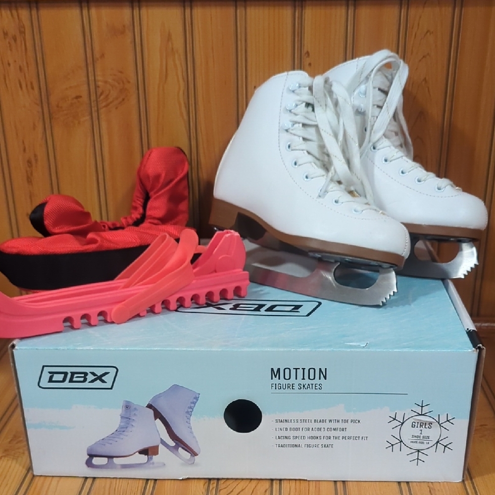 DBX Motion White Figure Ice Skates Little Girls Skate Size 13 / Shoe Size 1
